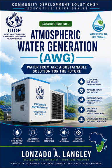 Infographic on Atmospheric Water Generation (AWG) for sustainable water solutions.