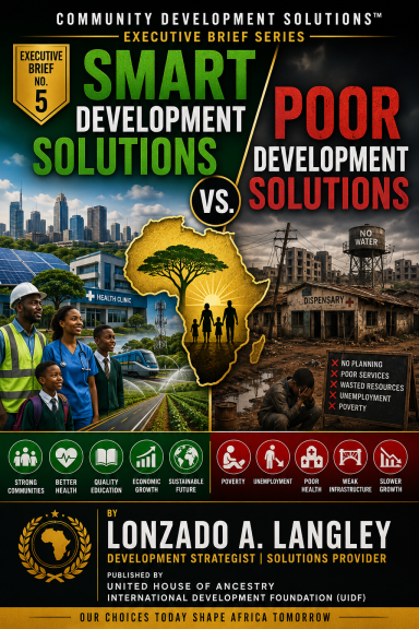 Title comparing smart and poor development solutions, featuring urban and industrial imagery.
