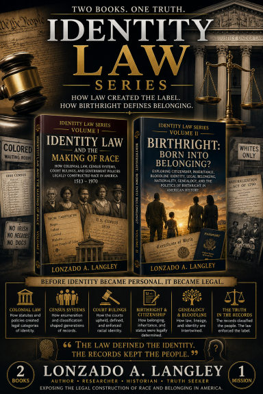 Promotional graphic for the "Identity Law Series" books by Lonzado A. Langley.